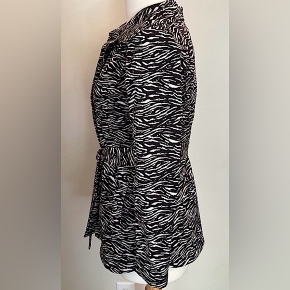 Sandro Studio Zebra Print SZ S Mob Wife Indie Sleaze Parisian Chic Trench Coat - Picture 8 of 13